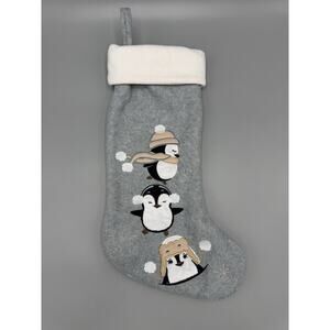 Chirpysocks Penguin Penguins Christmas Stocking Gray White